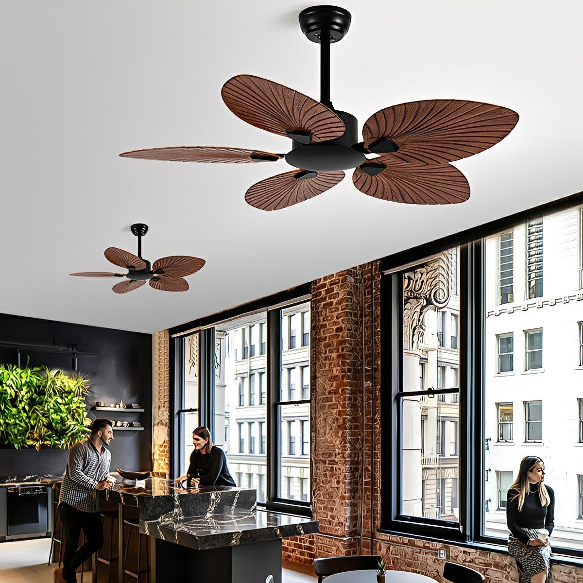 Rustic Coastal Leaf - shaped Modern DC Motor Reverse Ceiling Fan - Flyachilles