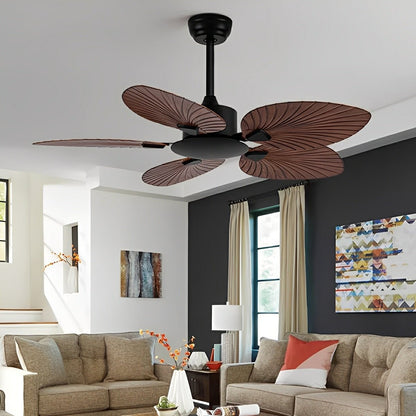 Rustic Coastal Leaf - shaped Modern DC Motor Reverse Ceiling Fan - Flyachilles