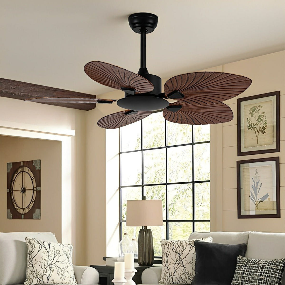 Rustic Coastal Leaf - shaped Modern DC Motor Reverse Ceiling Fan - Flyachilles