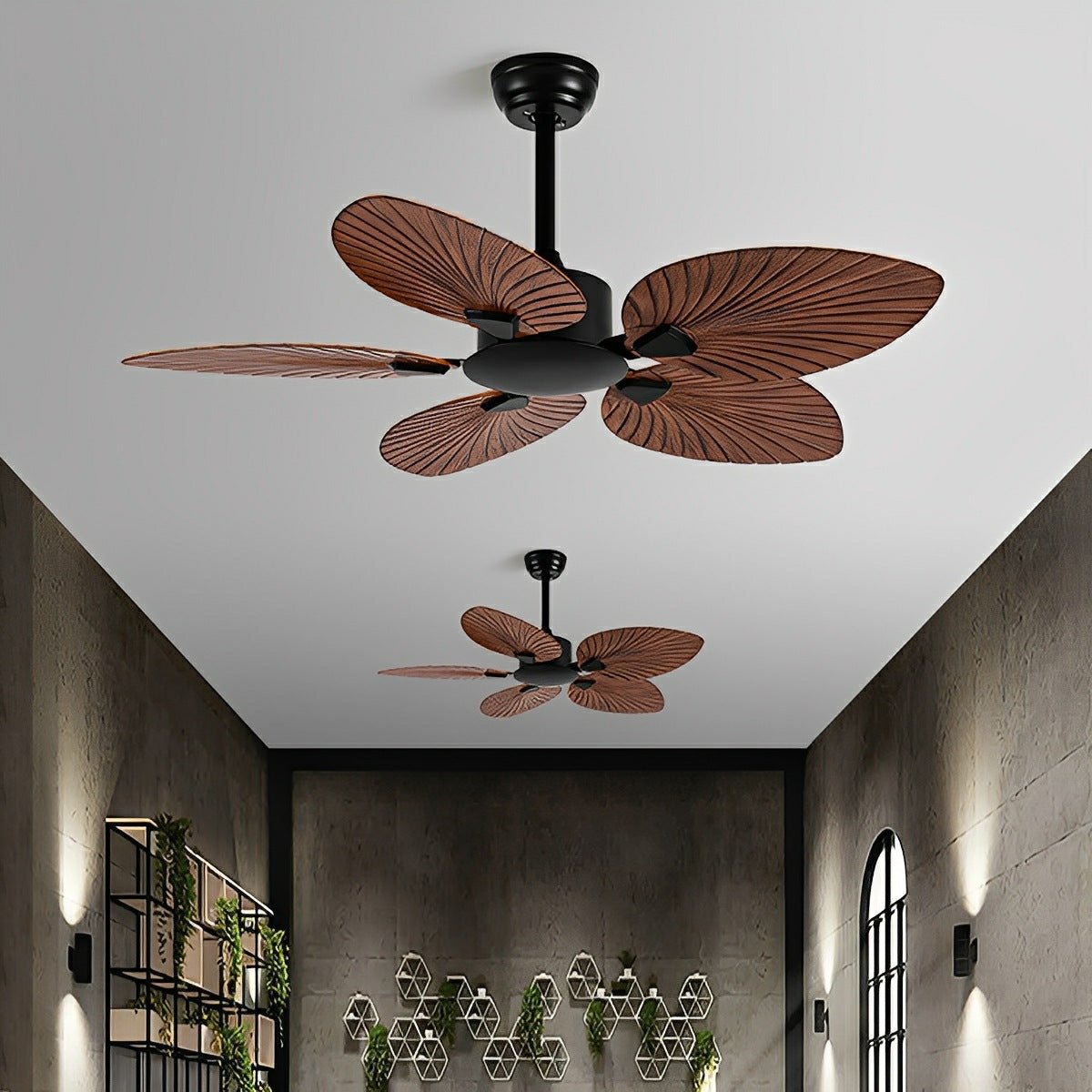 Rustic Coastal Leaf - shaped Modern DC Motor Reverse Ceiling Fan - Flyachilles