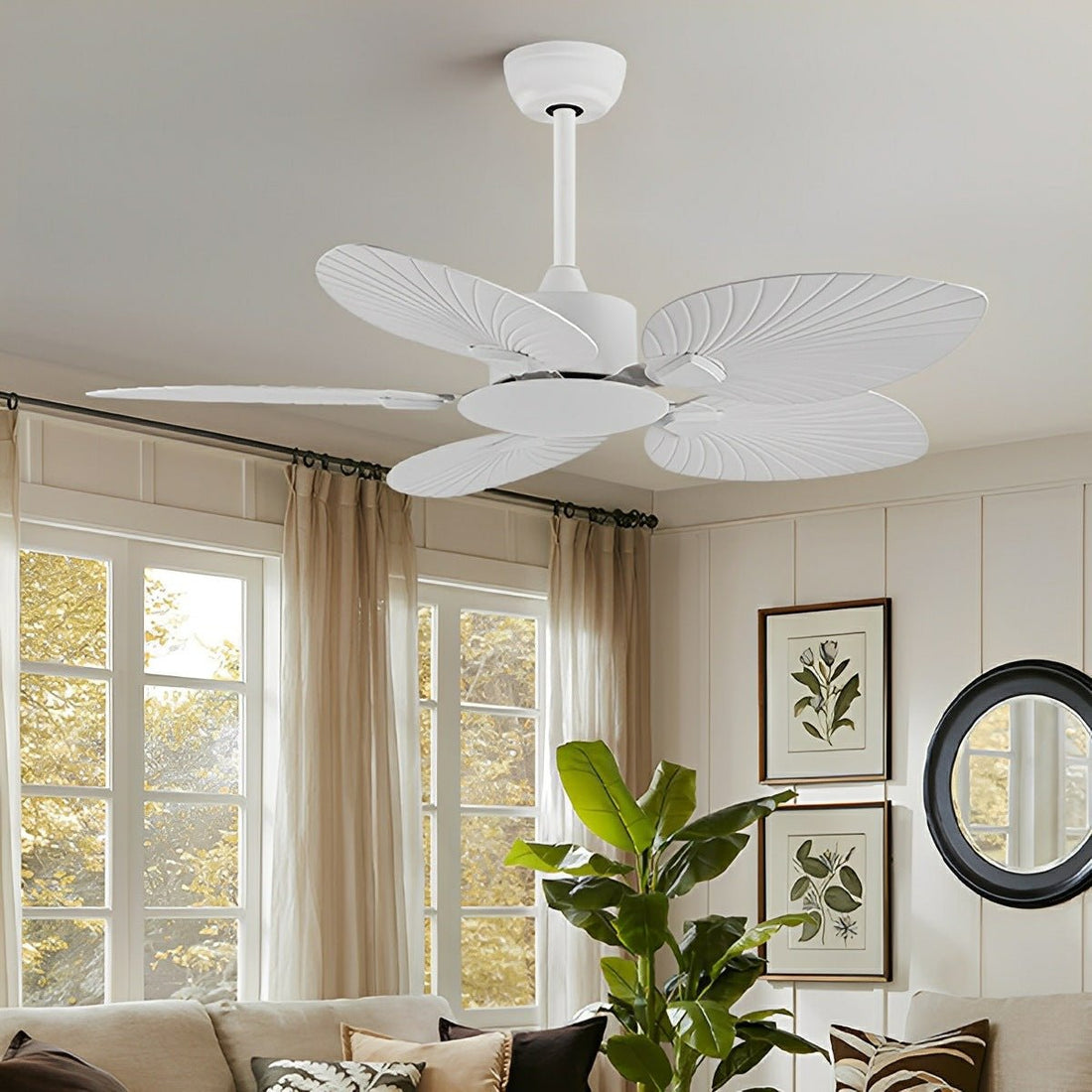 Rustic Coastal Leaf - shaped Modern DC Motor Reverse Ceiling Fan - Flyachilles