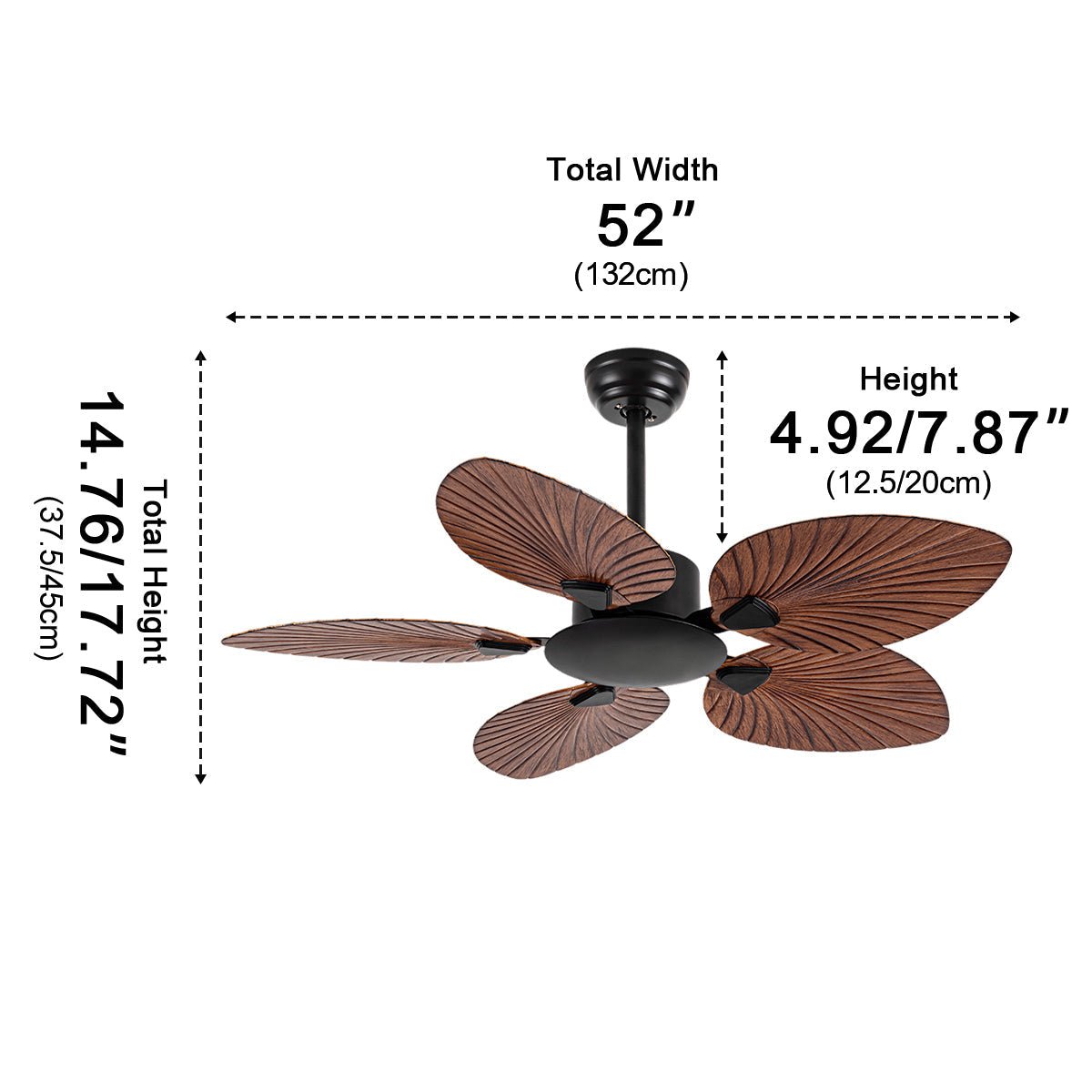 Rustic Coastal Leaf - shaped Modern DC Motor Reverse Ceiling Fan - Flyachilles