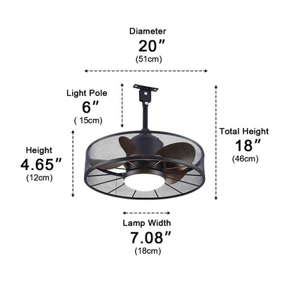Rustic Mesh Ring - Round Outdoor DC Motor Reverse Ceiling Fan Light - Flyachilles