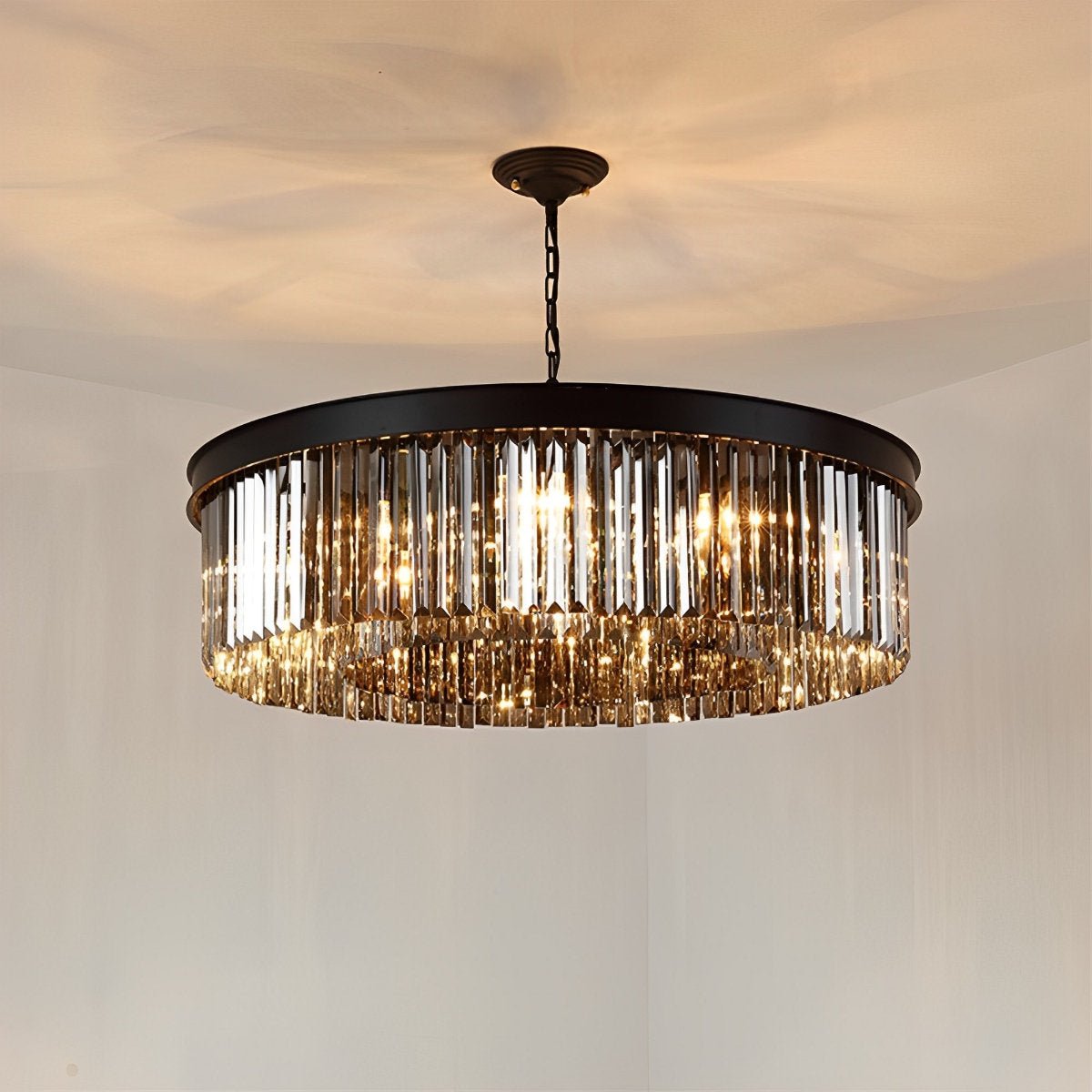 Rustic Modern Crystal Chandeliers Round Ceiling Lights - Flyachilles