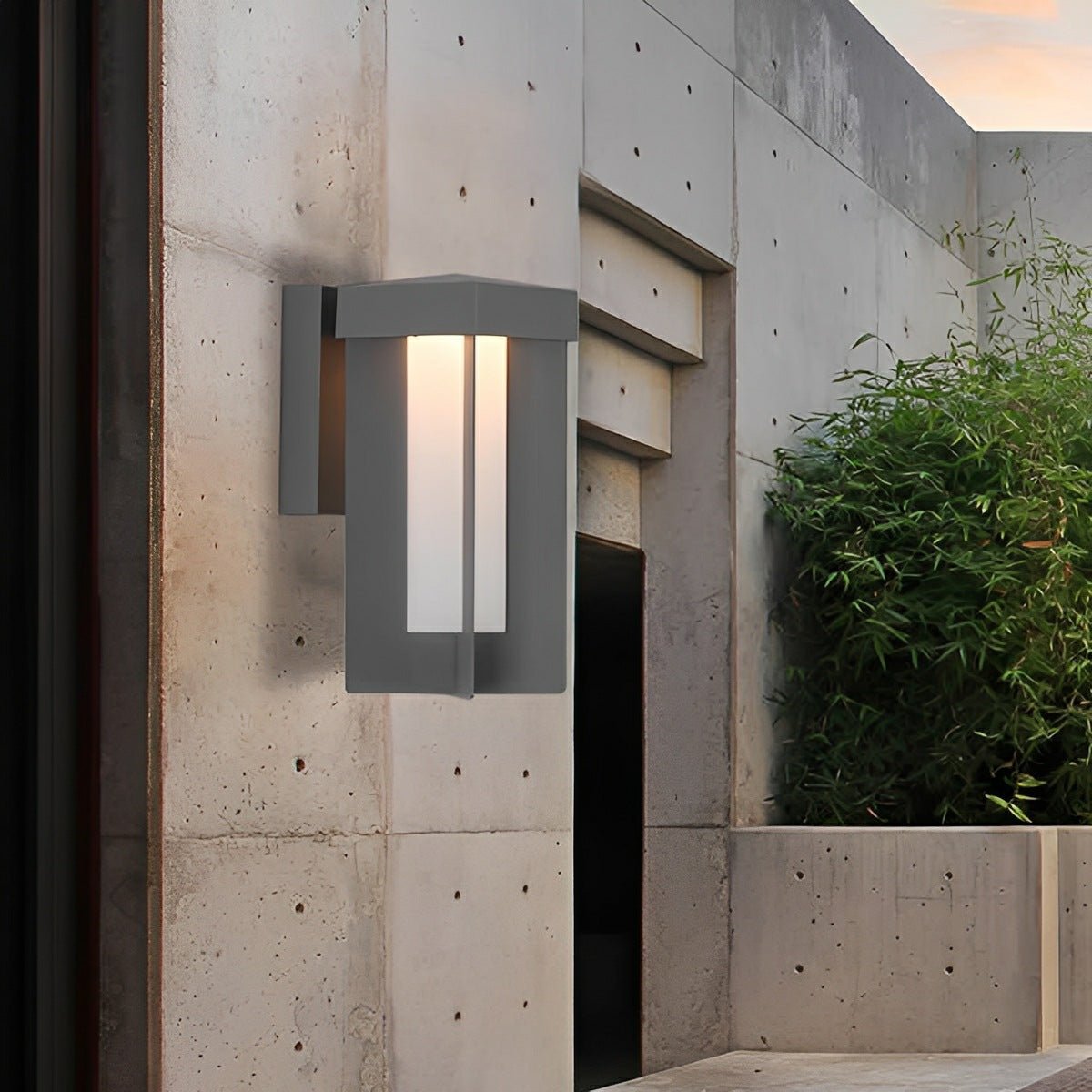 Rustic Modern Geometric Sculptural Waterproof Outdoor LED Porch Wall Lights - Flyachilles