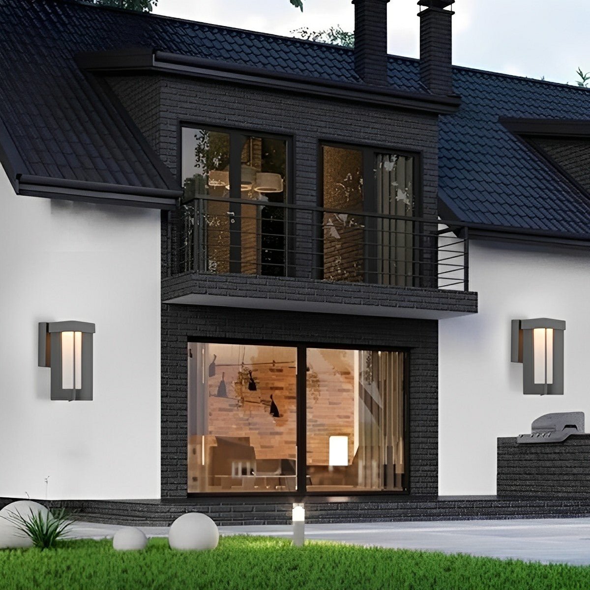 Rustic Modern Geometric Sculptural Waterproof Outdoor LED Porch Wall Lights - Flyachilles