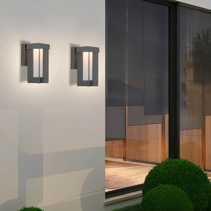 Rustic Modern Geometric Sculptural Waterproof Outdoor LED Porch Wall Lights - Flyachilles