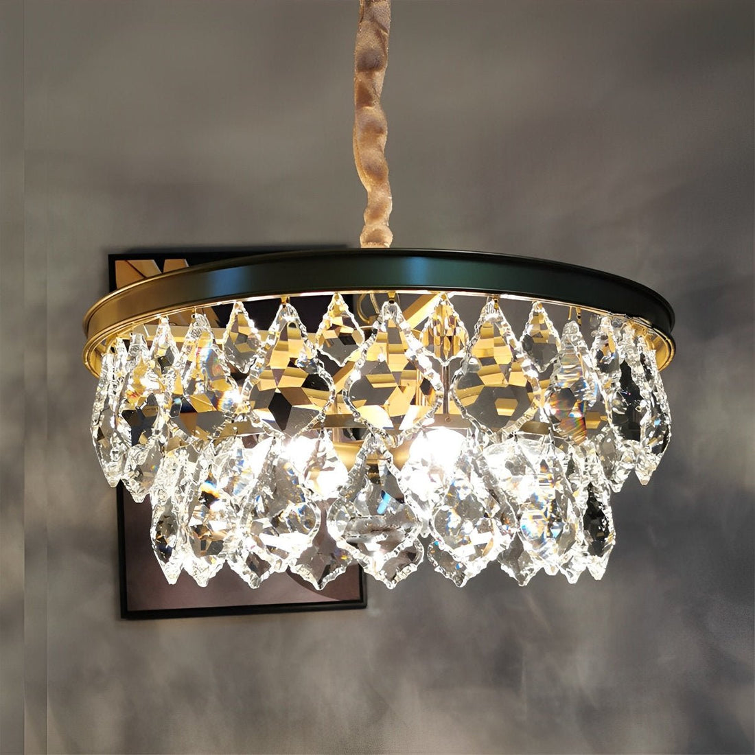 Rustic Modern Round Crystal Chandeliers Round Light - Flyachilles