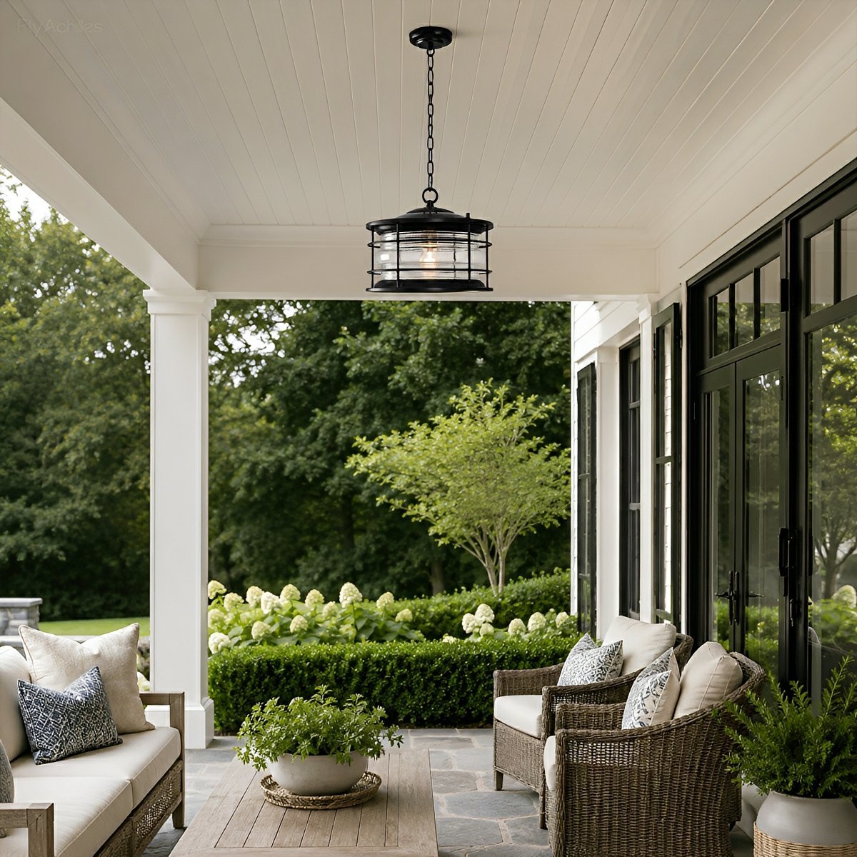 Rustic Modern Super Bright Black Outdoor Pendant Lights Lantern - Flyachilles