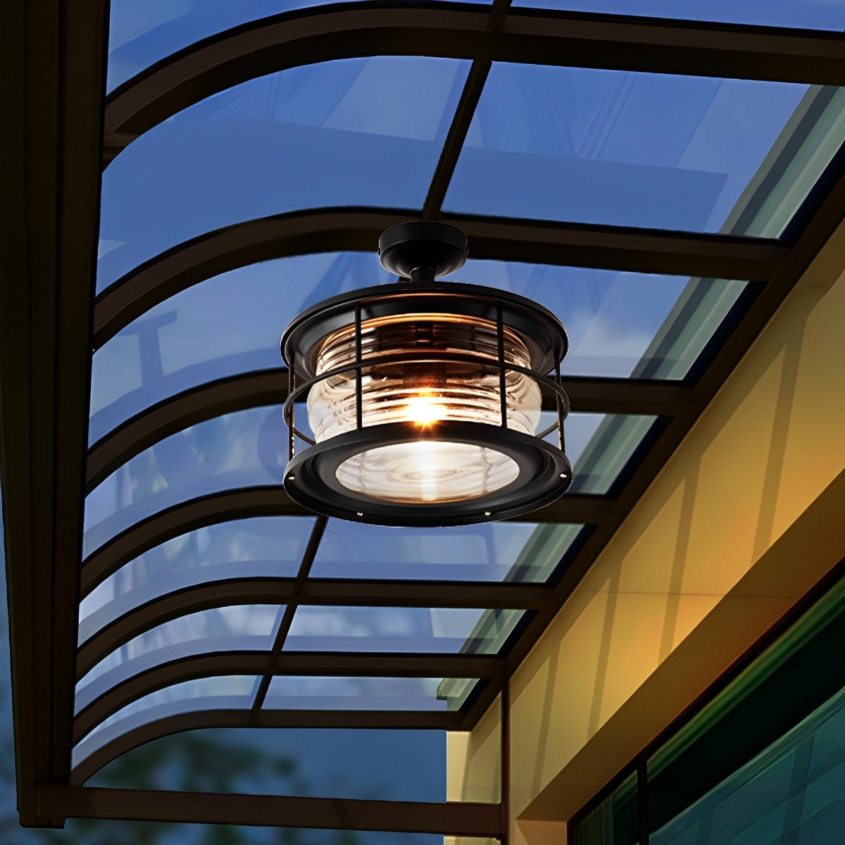 Rustic Modern Super Bright Black Round Outdoor Ceiling Lights - Flyachilles