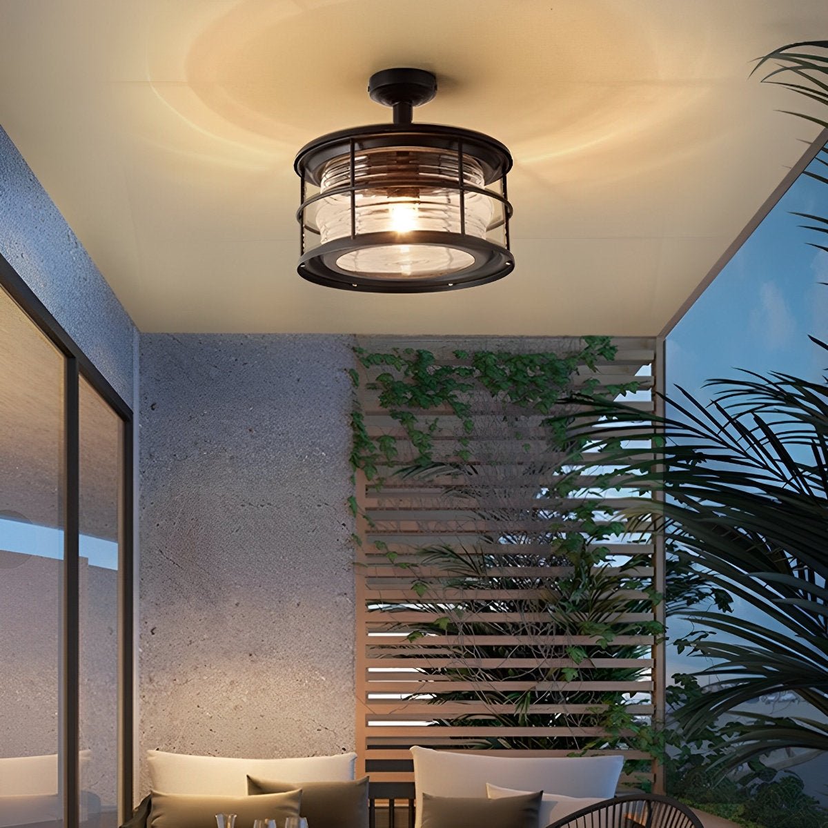 Rustic Modern Super Bright Black Round Outdoor Ceiling Lights - Flyachilles