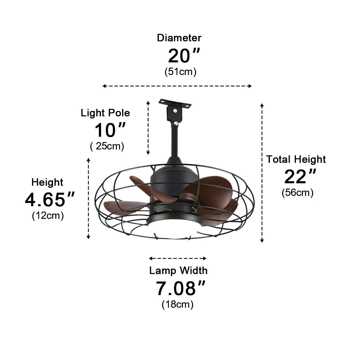 Rustic Round Outdoor DC Motor Reverse Ceiling Fan Light 19.69" - Flyachilles