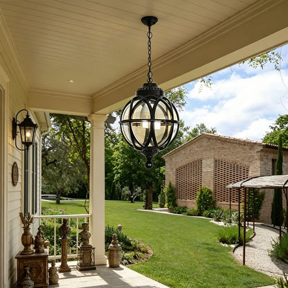 Rustic Waterproof Globe Outdoor Light Pendant Light Hanging Lantern - Flyachilles