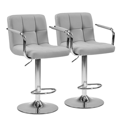 Set of 2 Adjustable Swivel Bar Chairs with Armrests - Flyachilles