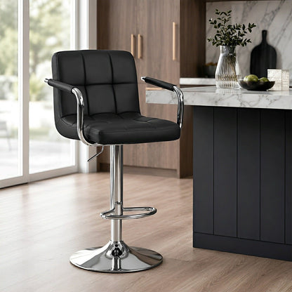 Set of 2 Adjustable Swivel Bar Chairs with Armrests - Flyachilles