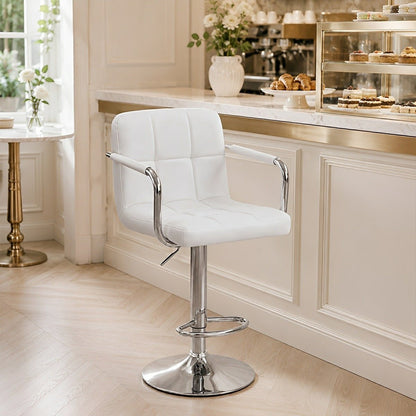 Set of 2 Adjustable Swivel Bar Chairs with Armrests - Flyachilles