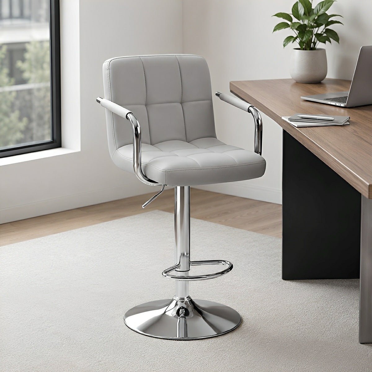 Set of 2 Adjustable Swivel Bar Chairs with Armrests - Flyachilles
