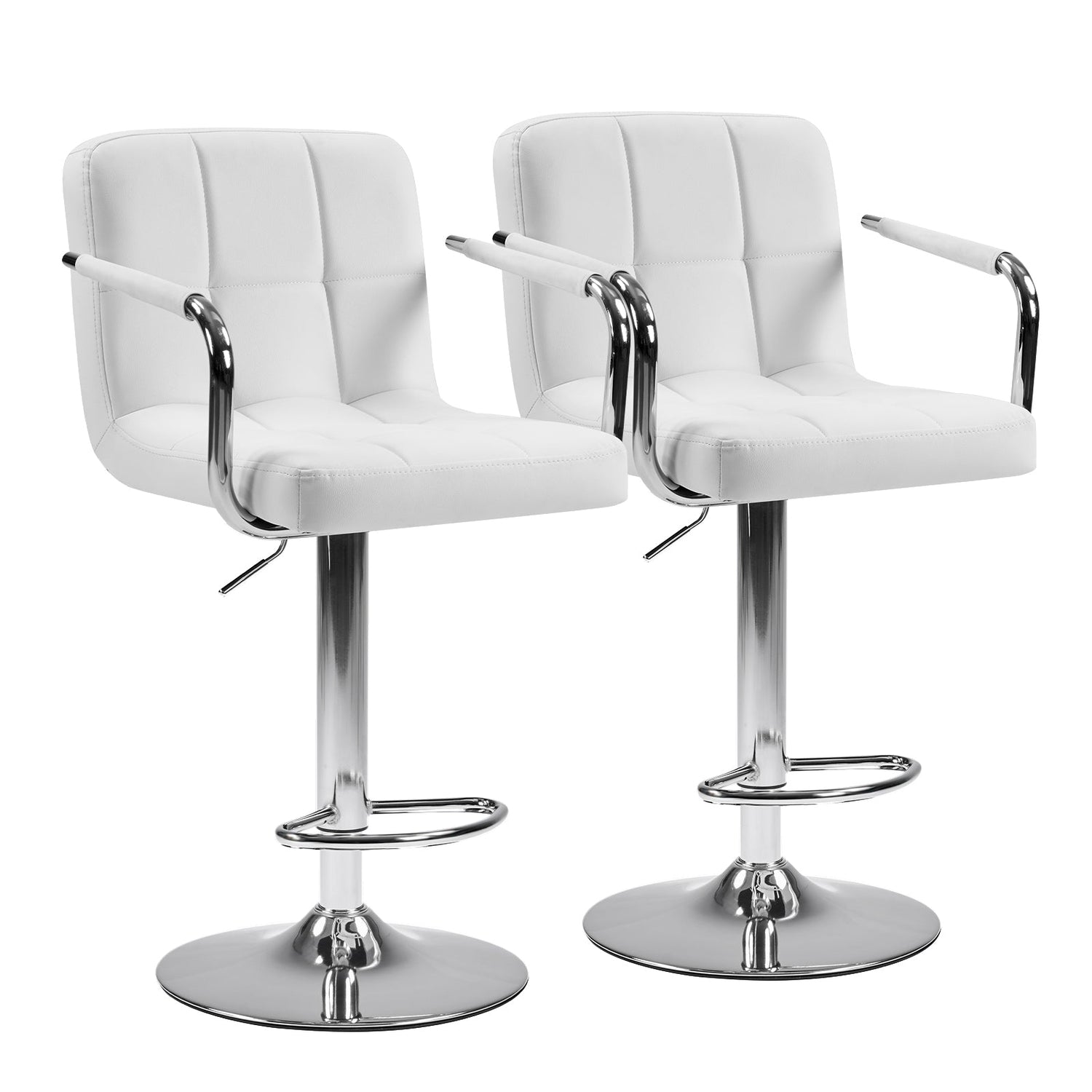Set of 2 Adjustable Swivel Bar Chairs with Armrests - Flyachilles