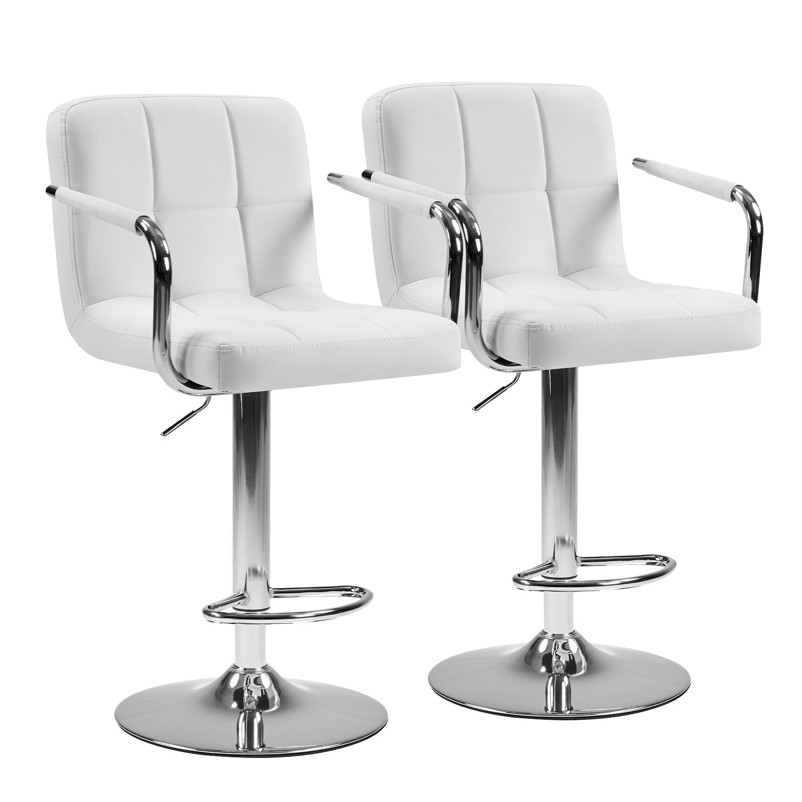 Set of 2 Adjustable Swivel Bar Chairs with Armrests - Flyachilles