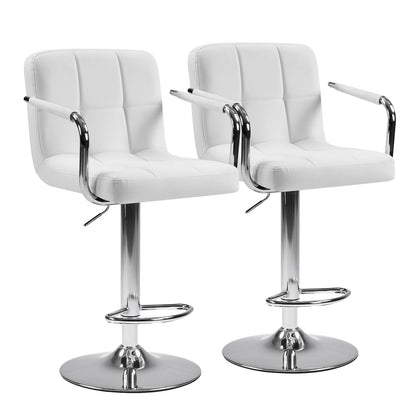 Set of 2 Adjustable Swivel Bar Chairs with Armrests - Flyachilles