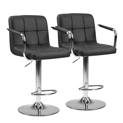 Set of 2 Adjustable Swivel Bar Chairs with Armrests - Flyachilles