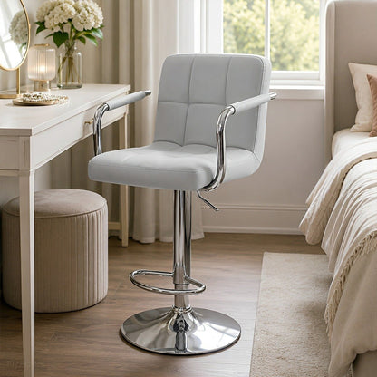 Set of 2 Adjustable Swivel Bar Chairs with Armrests - Flyachilles