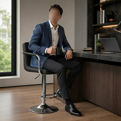 Set of 2 Adjustable Swivel Bar Chairs with Armrests - Flyachilles