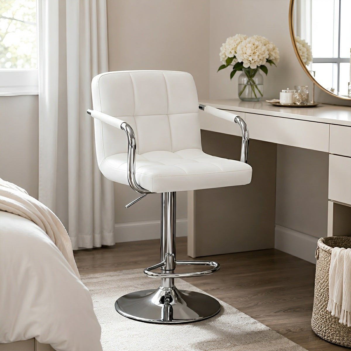 Set of 2 Adjustable Swivel Bar Chairs with Armrests - Flyachilles