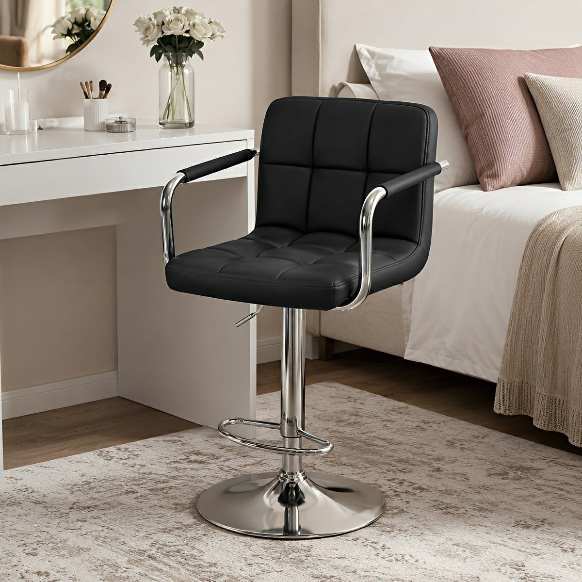 Set of 2 Adjustable Swivel Bar Chairs with Armrests - Flyachilles