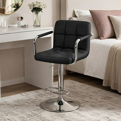 Set of 2 Adjustable Swivel Bar Chairs with Armrests - Flyachilles