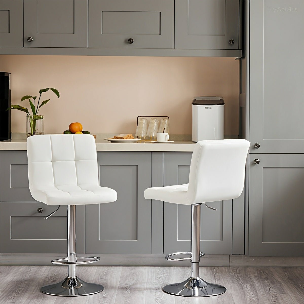 Set of 2 Ergonomic Adjustable Swivel Bar Stools - Flyachilles