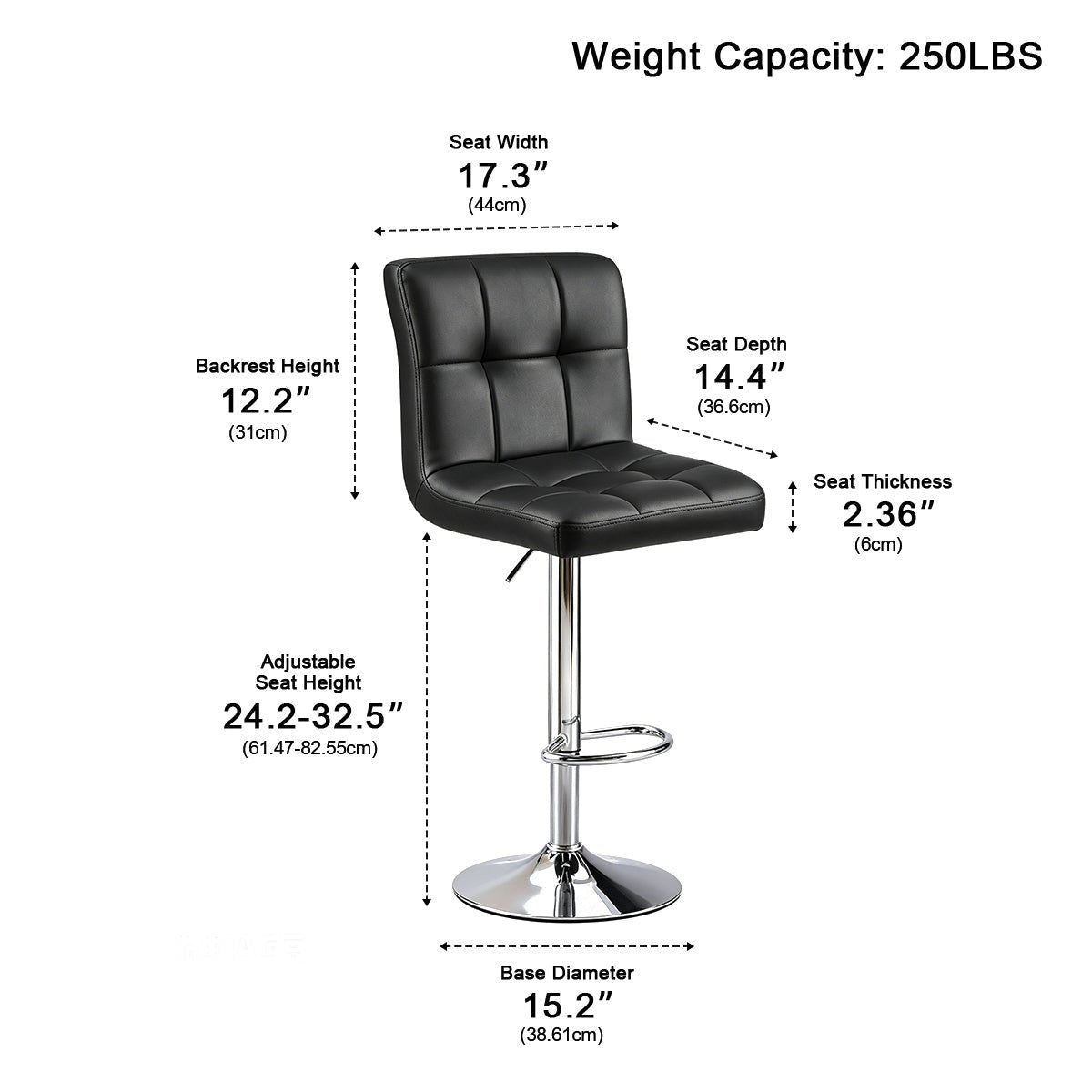 Set of 2 Ergonomic Adjustable Swivel Bar Stools - Flyachilles