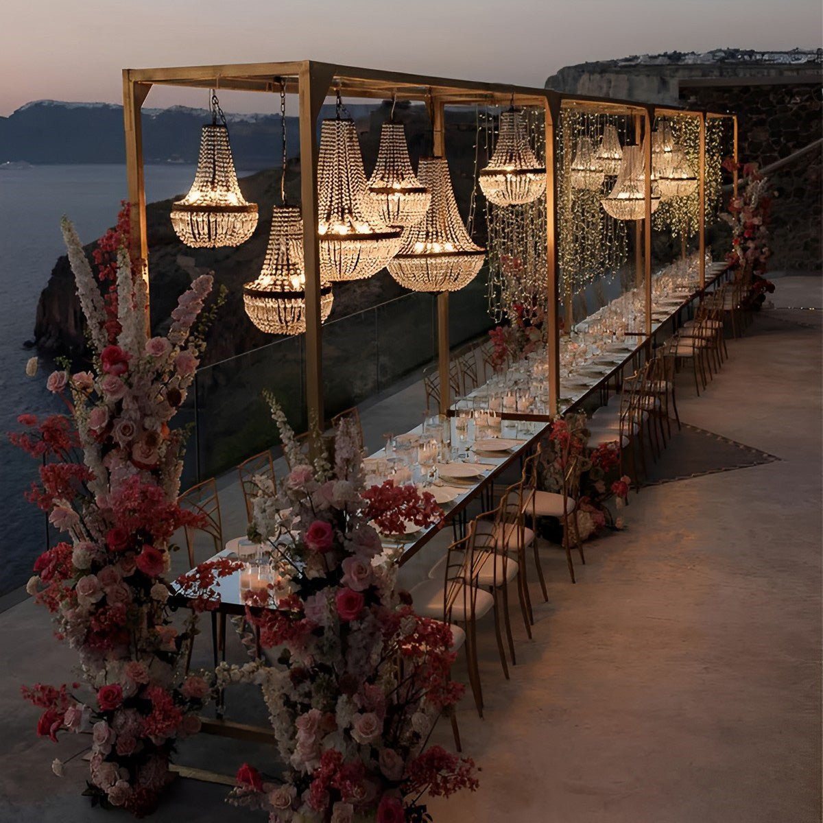 Set of 2 Luxury Waterproof Outdoor Wedding Crystal Chandeliers - Flyachilles