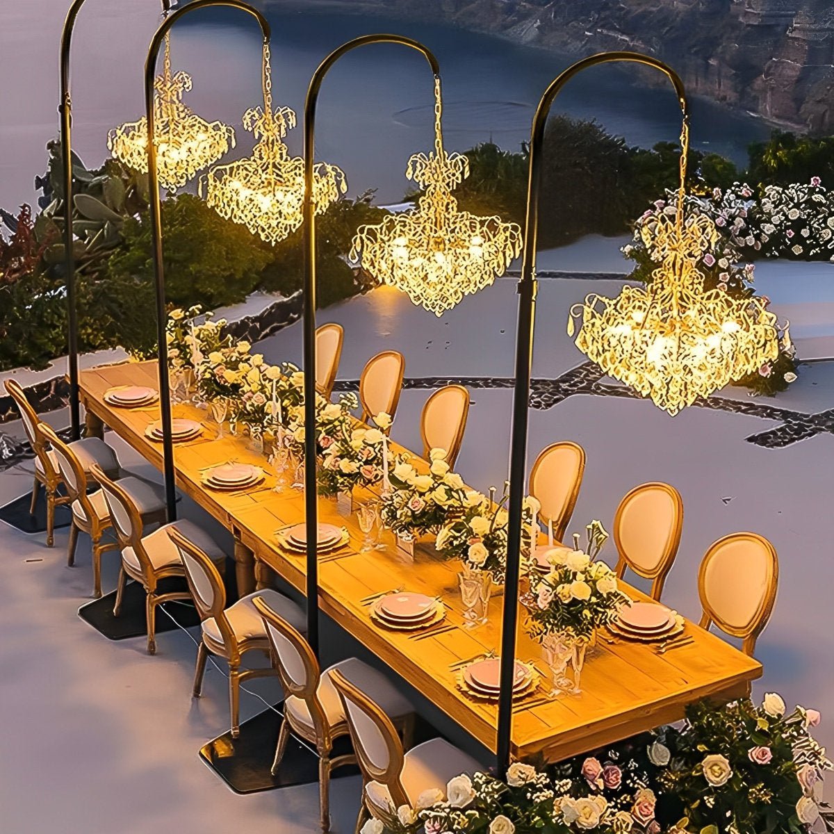 Set of 2 Luxury Waterproof Outdoor Wedding Crystal Chandeliers - Flyachilles