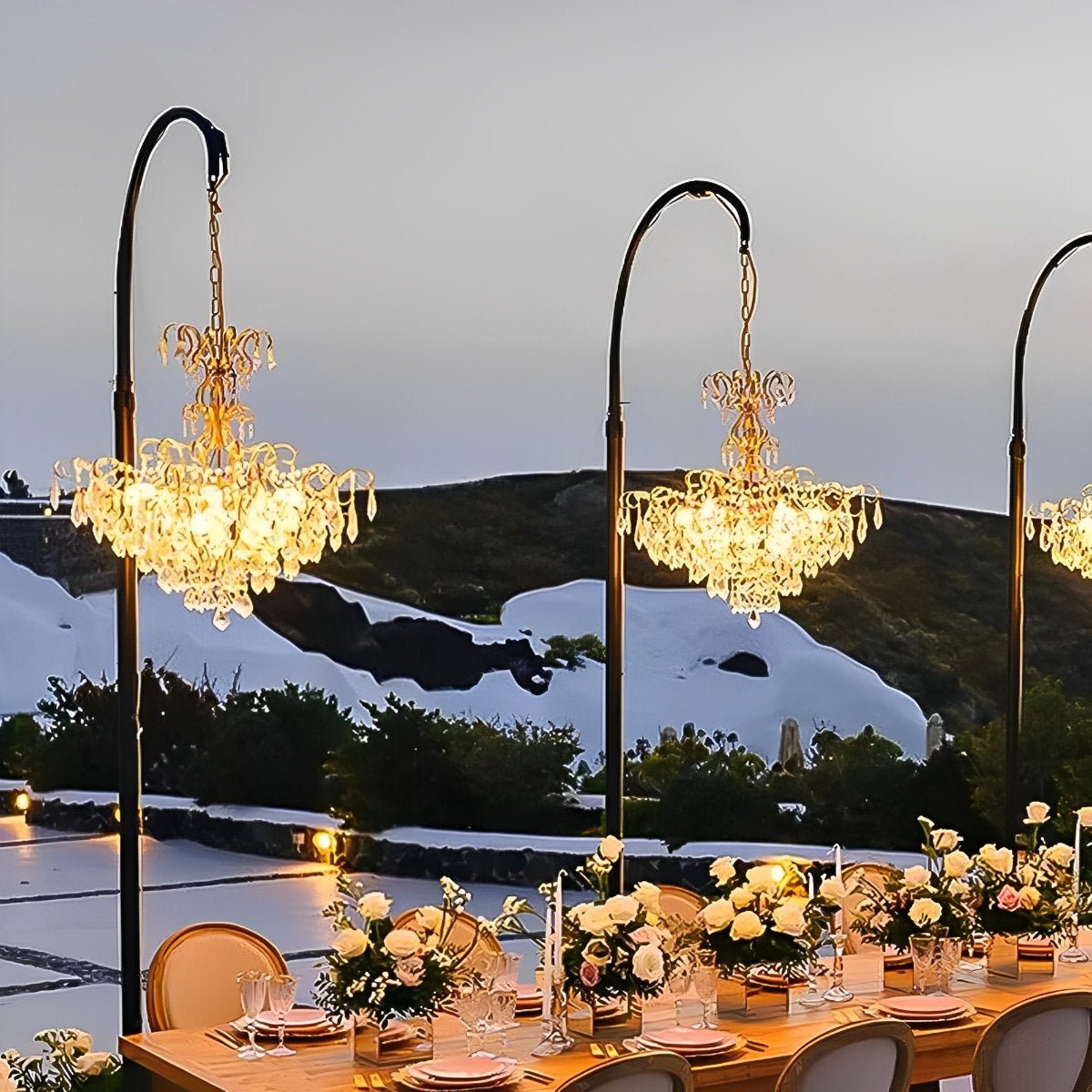 Set of 2 Luxury Waterproof Outdoor Wedding Crystal Chandeliers - Flyachilles