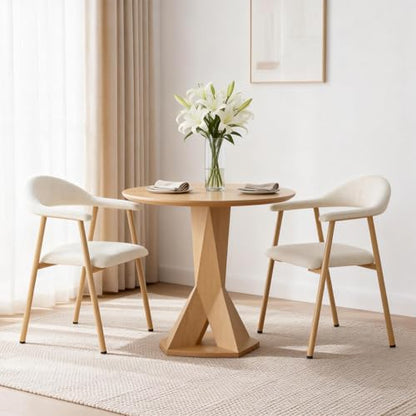 Set of 2 Modern Linen Dining Chairs with Curved Backrest - Flyachilles