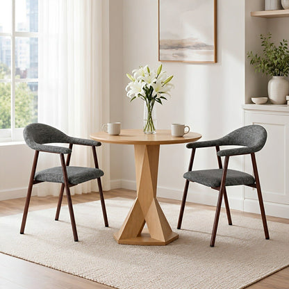 Set of 2 Modern Linen Dining Chairs with Curved Backrest - Flyachilles
