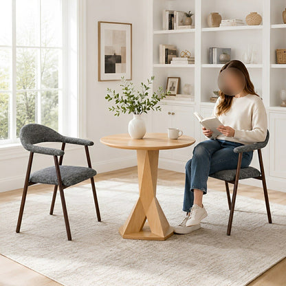 Set of 2 Modern Linen Dining Chairs with Curved Backrest - Flyachilles