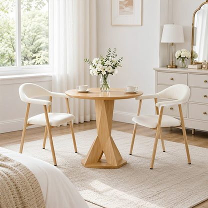 Set of 2 Modern Linen Dining Chairs with Curved Backrest - Flyachilles