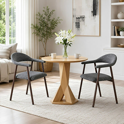 Set of 2 Modern Linen Dining Chairs with Curved Backrest - Flyachilles