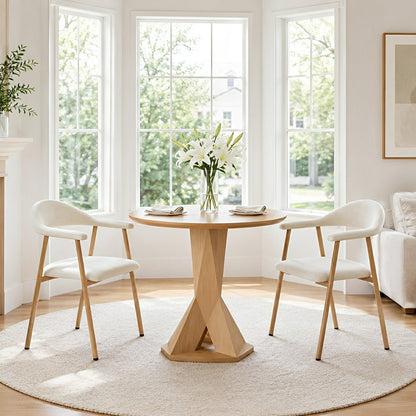 Set of 2 Modern Linen Dining Chairs with Curved Backrest - Flyachilles