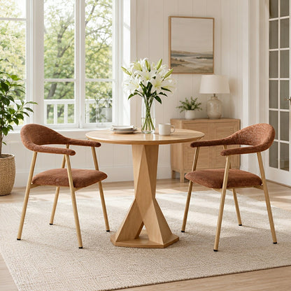 Set of 2 Modern Linen Dining Chairs with Curved Backrest - Flyachilles