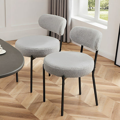 Set of 2 Upholstered Dining Chairs – Steel Frame, Padded Seat - Flyachilles