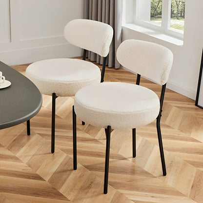 Set of 2 Upholstered Dining Chairs – Steel Frame, Padded Seat - Flyachilles