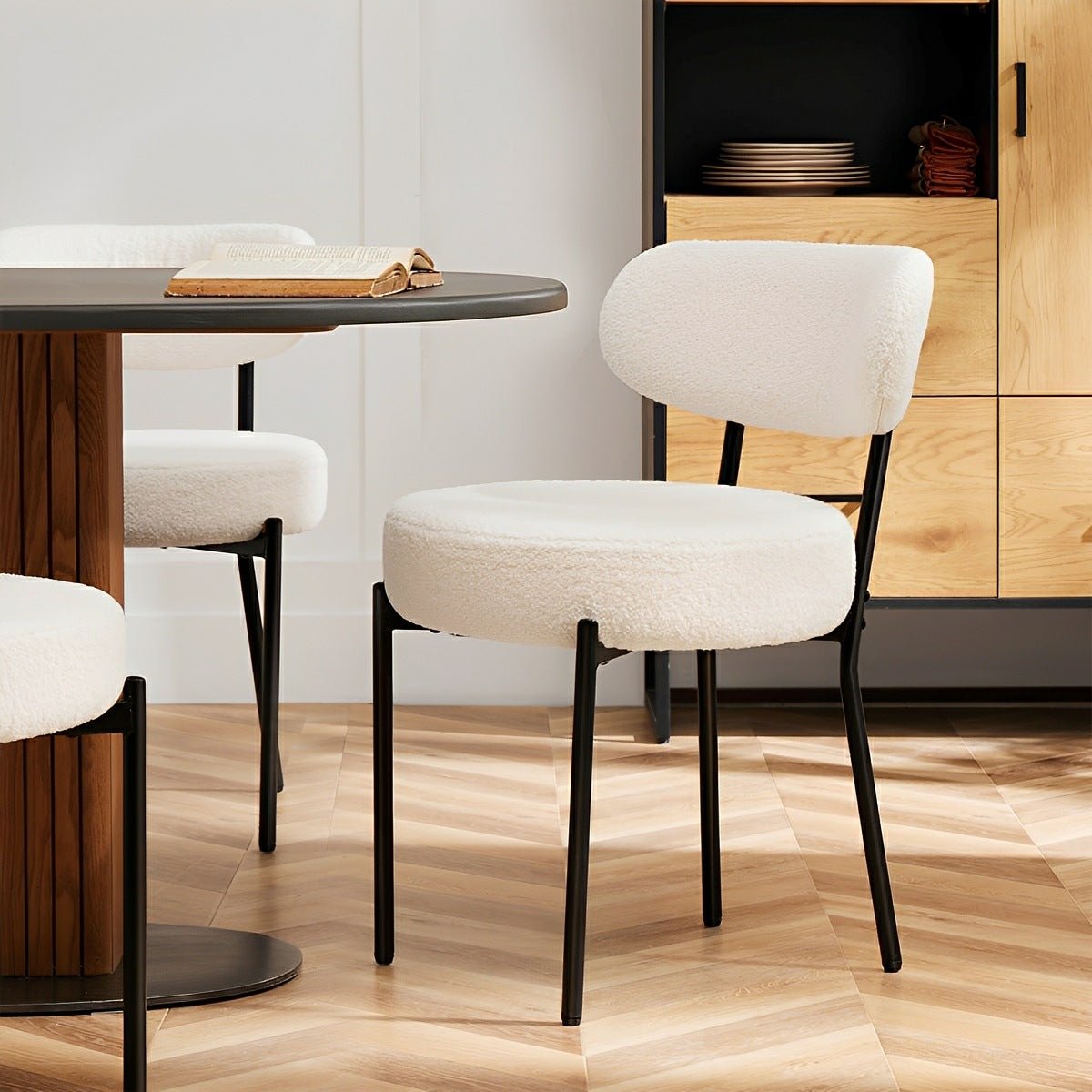 Set of 2 Upholstered Dining Chairs – Steel Frame, Padded Seat - Flyachilles