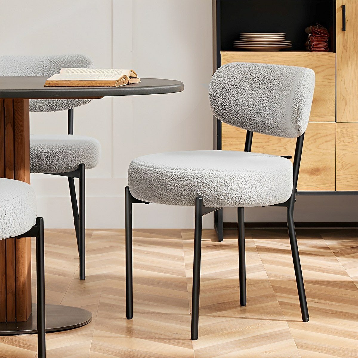 Set of 2 Upholstered Dining Chairs – Steel Frame, Padded Seat - Flyachilles