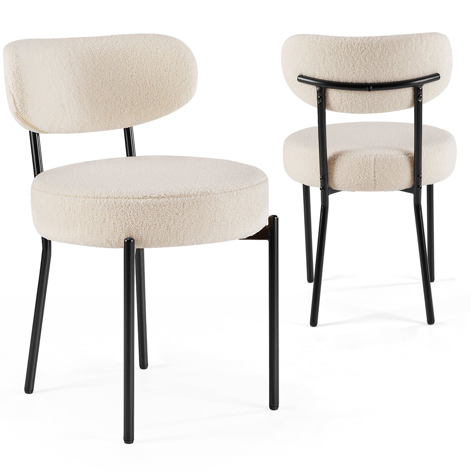 Set of 2 Upholstered Dining Chairs – Steel Frame, Padded Seat - Flyachilles