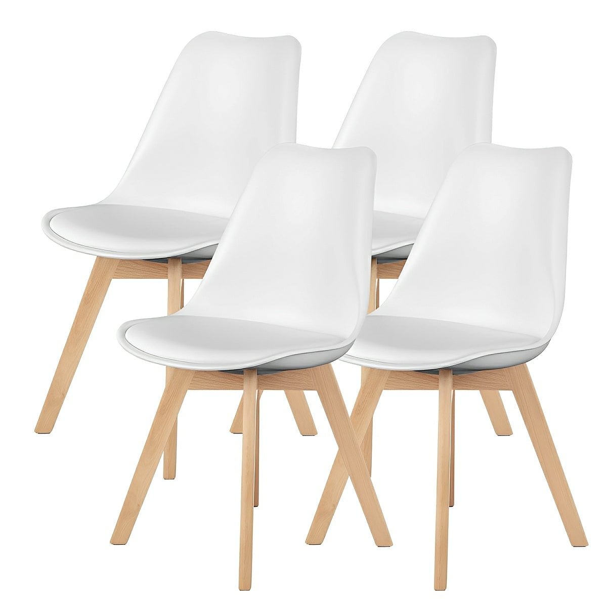 Set of 4 Modern Dining Chairs – PU Leather, Thick Cushion - Flyachilles