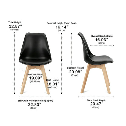 Set of 4 Modern Dining Chairs – PU Leather, Thick Cushion - Flyachilles