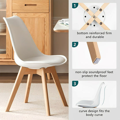 Set of 4 Modern Dining Chairs – PU Leather, Thick Cushion - Flyachilles
